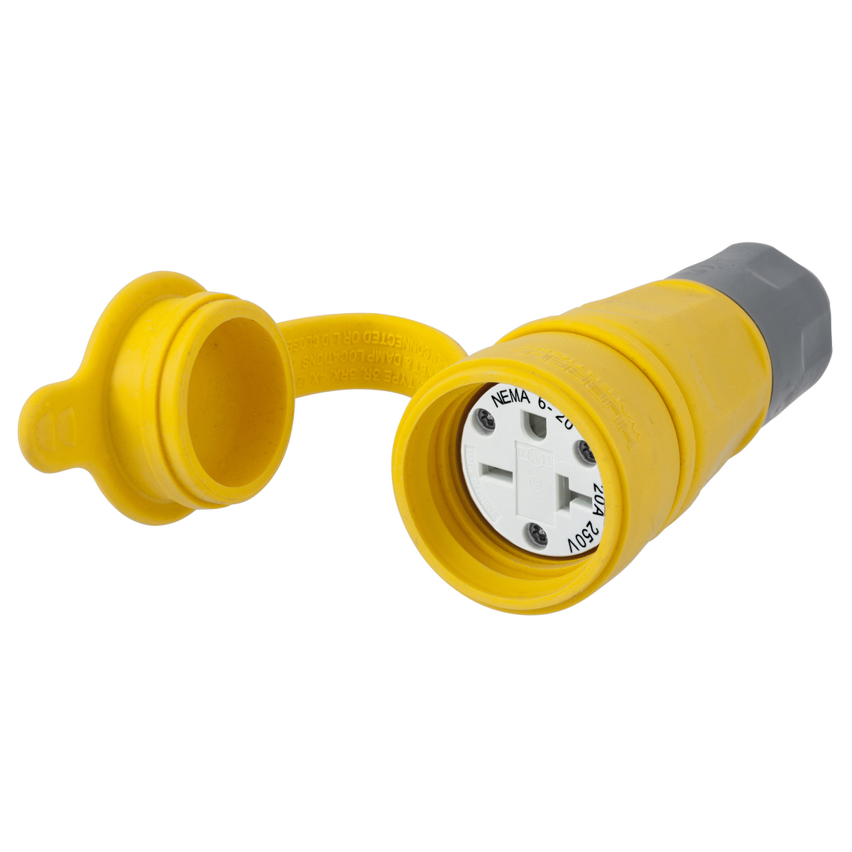 Straight Blade Female ConnectorBody, Elasto-Grip Watertight 20A