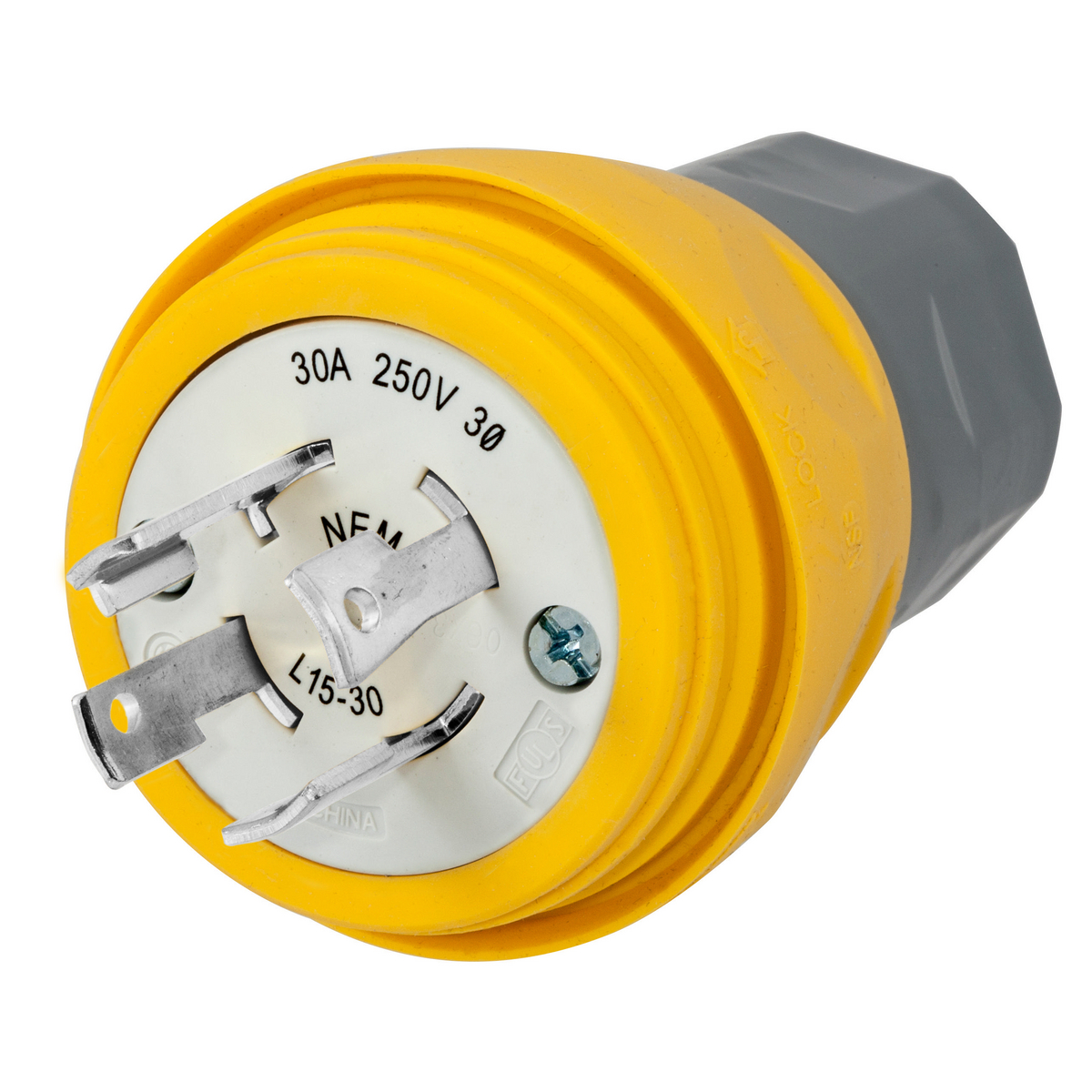PLUG, W/TIGHT, 3P 30A, 250V, L15-30P,YL