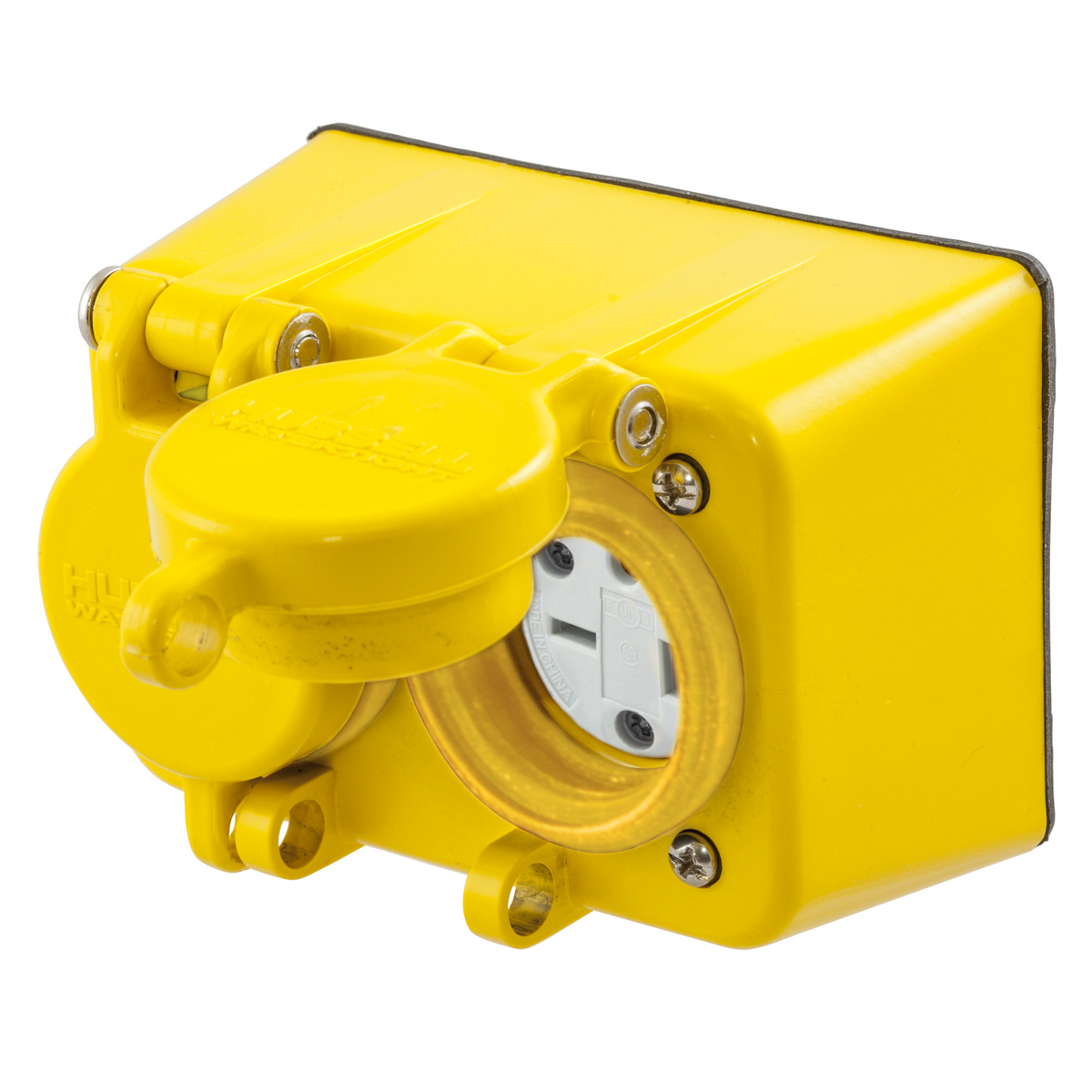 Watertight Series, Straight Blade DuplexReceptacle, 20A 250V, 2-Pole 3-Wire Grounding, NEMA 6-20R, Yellow