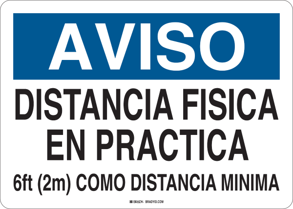 Spanish Notice Physical Distancing Sign