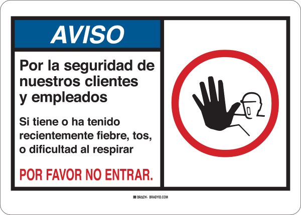 Spanish Symptoms Do Not Enter Sign