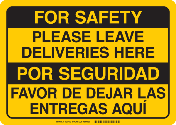 Eng/Span Leave Delivery Here Sign