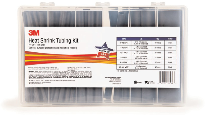 3M™ Heat Shrink Thin-Wall Tubing FP-301 Assorted Sizes Kits